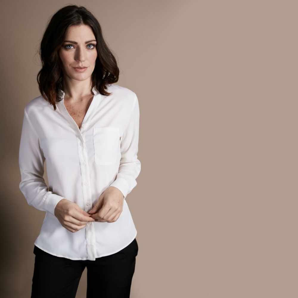 Crepe de chine button-down